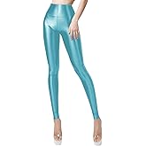 COSDOLY Women's High Waist 7/8 Leggings - Glossy Yoga Pants for Pilates, Cycling & Workout | Tummy Control & Second Skin Fit