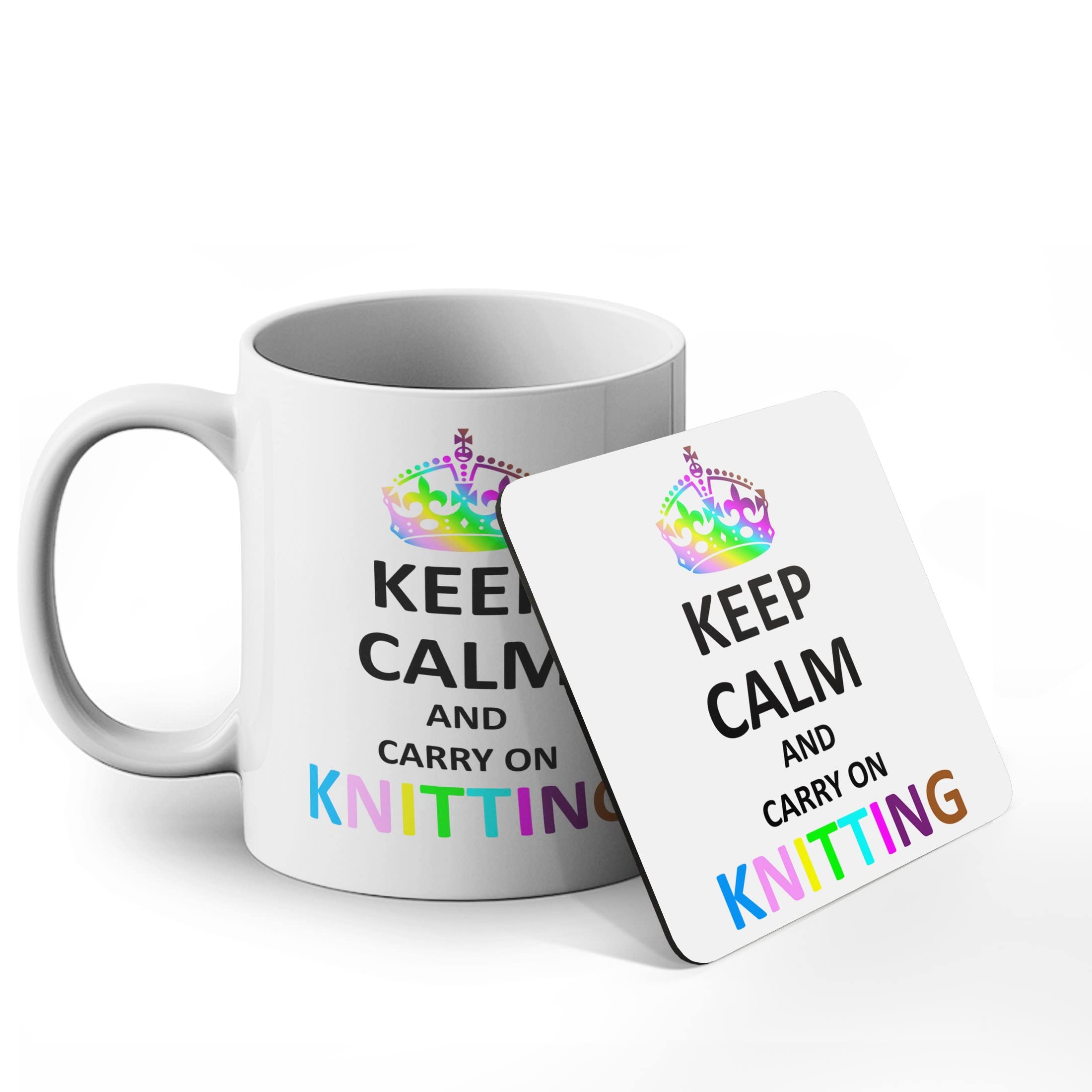 BWW Print - Keep Calm and Carry On Knitting - Mug & Coaster Gift Set