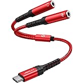 JSAUX USB C auf Dual 3,5 mm Kopfhörer-Splitter, Typ C auf Dual 3,5 mm Aux Y-Klinken-Splitter, Kopfhörer-Adapter, kompatibel m
