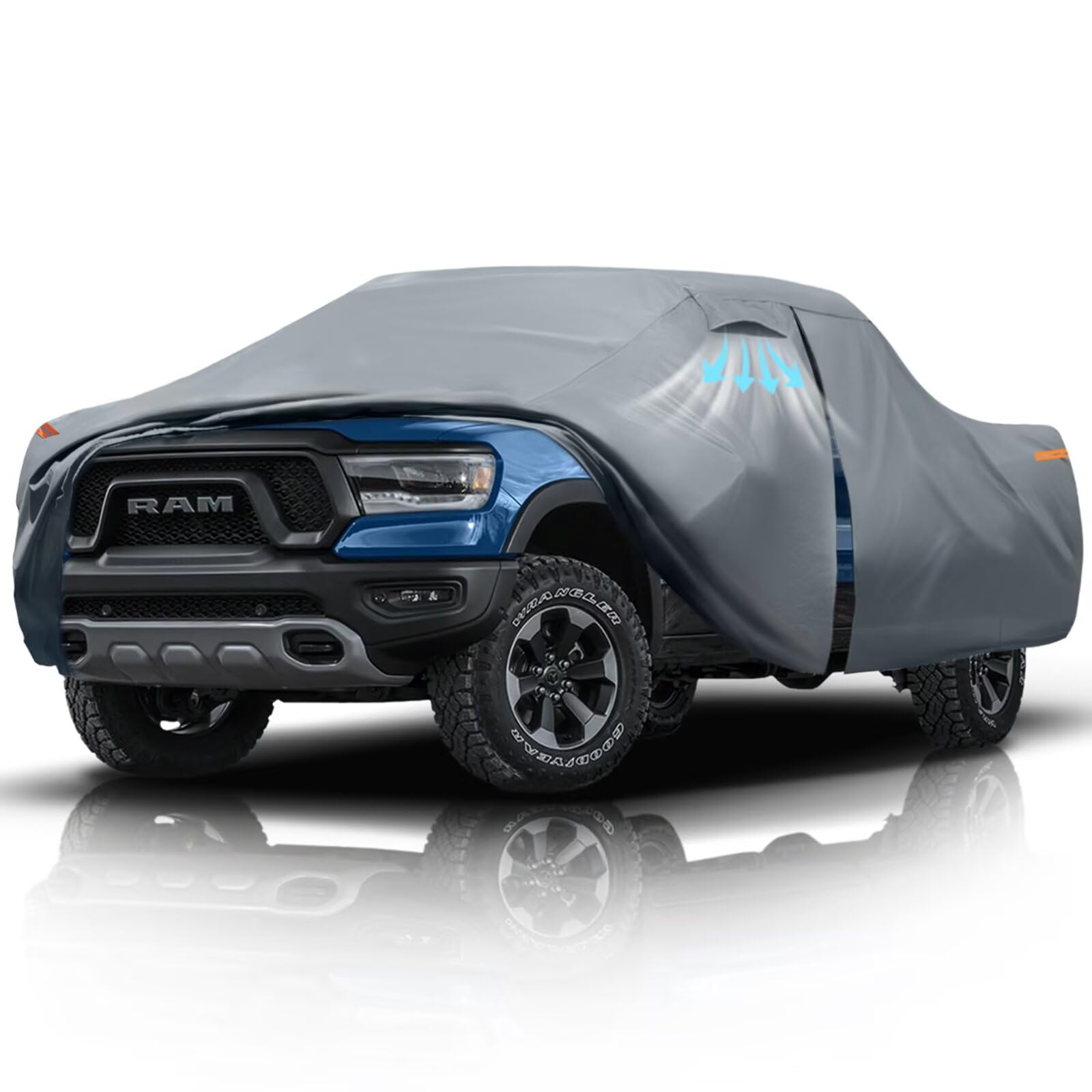 Photo 1 of Dodge Ram 1500 Truck Cover Custom Fit 2009-2025 Quad Cab Short Bed(6.1') with Door Zipper, 10 Layer Outdoor Heavy Truck Cover Waterproof All Weather, Car Tarp for Wind Dust Sun UV Protection.