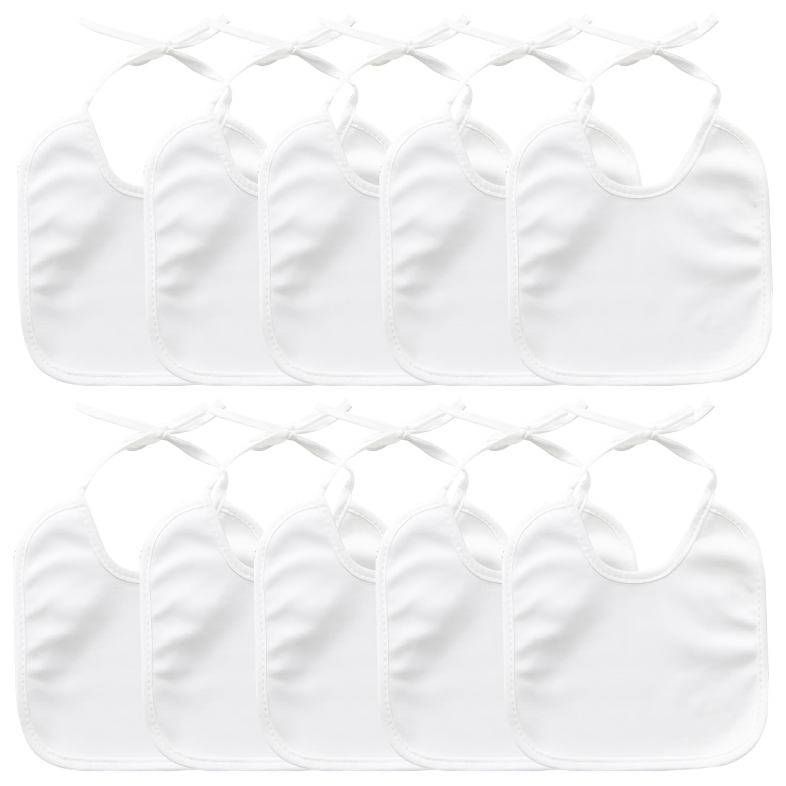 DAWRIS 12 Pcs Baby Bibs White Cotton Newborn With Ties Waterproof for Painting Drool Bib for Boy Girl Babies 18 * 18CM