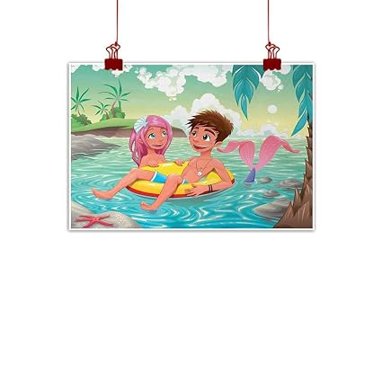  Duommhome Mermaid Art Oil Paintings Teen Boy And