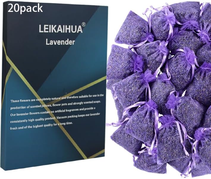 LEIKAIHUA 20X Lavender Filled Bags Drawers Wardrobe Fresheners 7x9cm
