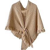 Women's Triangle Knotted Shawl Wraps Casual Knitted Sweater Scarf Retro Cardigan Cape Travel Stoles Shoulder Tops