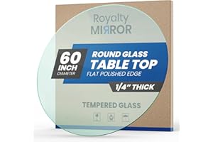 ROYALTY MIRROR Royalty 60" Inch Round Tempered Glass Table Top – Clear Table Top Glass – Useful for Replacement, Tabletop Protector, Patio, Dining, Coffee, Desks - 1/4" Thick Flat Polished Edge