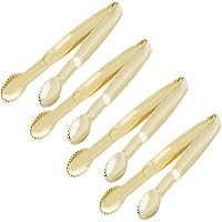 HINMAY Mini Serving Tongs 4-Inch Sugar Cube Tongs Appetizer Tongs, Set of 4 (Gold)