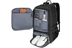 80L Large Travel Backpack with Shoe Compartment,Expandable Business Carry On Backpacks,Laptop Backpack with USB Charging Port
