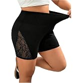 Verdusa Women's Plus Size Legging Shorts Lace High Waist Skinny Shorts