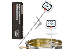 10 Inch Long Digital Candy and Deep Fry Thermometer with Pot Clip,Rotating Display, Best Instant Read Food Meat Thermometer f