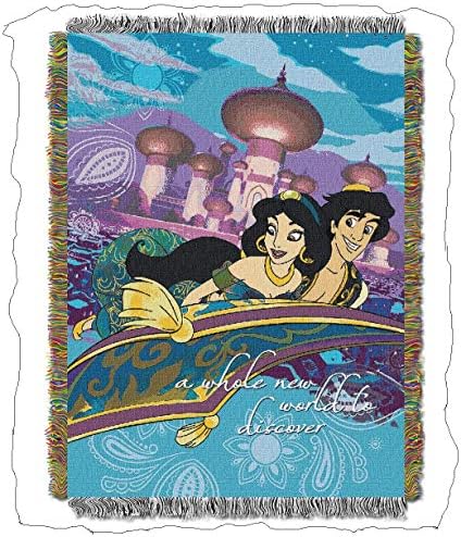 throw Aladdin and Jasmine Woven Tapestry 60'' H x 48'' W
