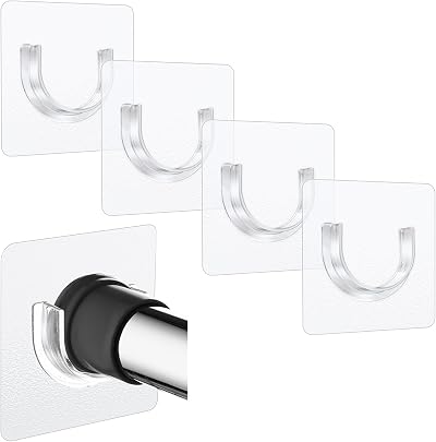 Sibba Shower Rod Holder 4Pcs Sticky Curtain Bracket No Drilling Clear