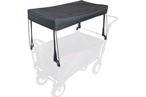 YEEDOIDO Canopy for Wagon Attachment, Awning Shade Cover for Kids Folding Collapsible Beach Utility Grocery Push Pull Wagon Cart Replacement Waterproof Removable Foldable Portable Black