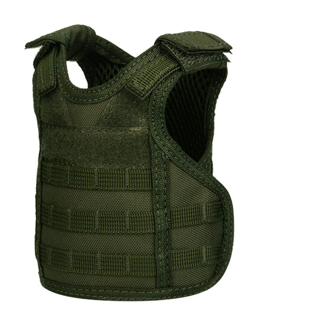 AOUTACC Mini Tactical Beer Vests, Molle Beer Cooler Jacket Adjustable Drink Bottle Vests Holder Beverage Cooler Holder for 12oz or 16oz Cans or Bottles (1 Pack, Green)