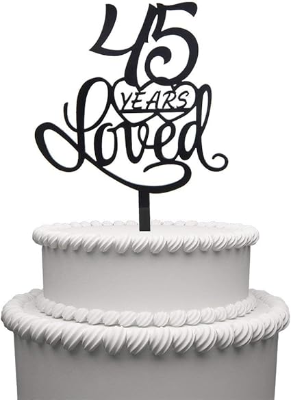 Karen S Cake Toppers Decoration De Gateau En Acrylique Pour 45 Ans D Anniversaire Ou 45 Ans De Mariage Noir Amazon Fr Cuisine Maison