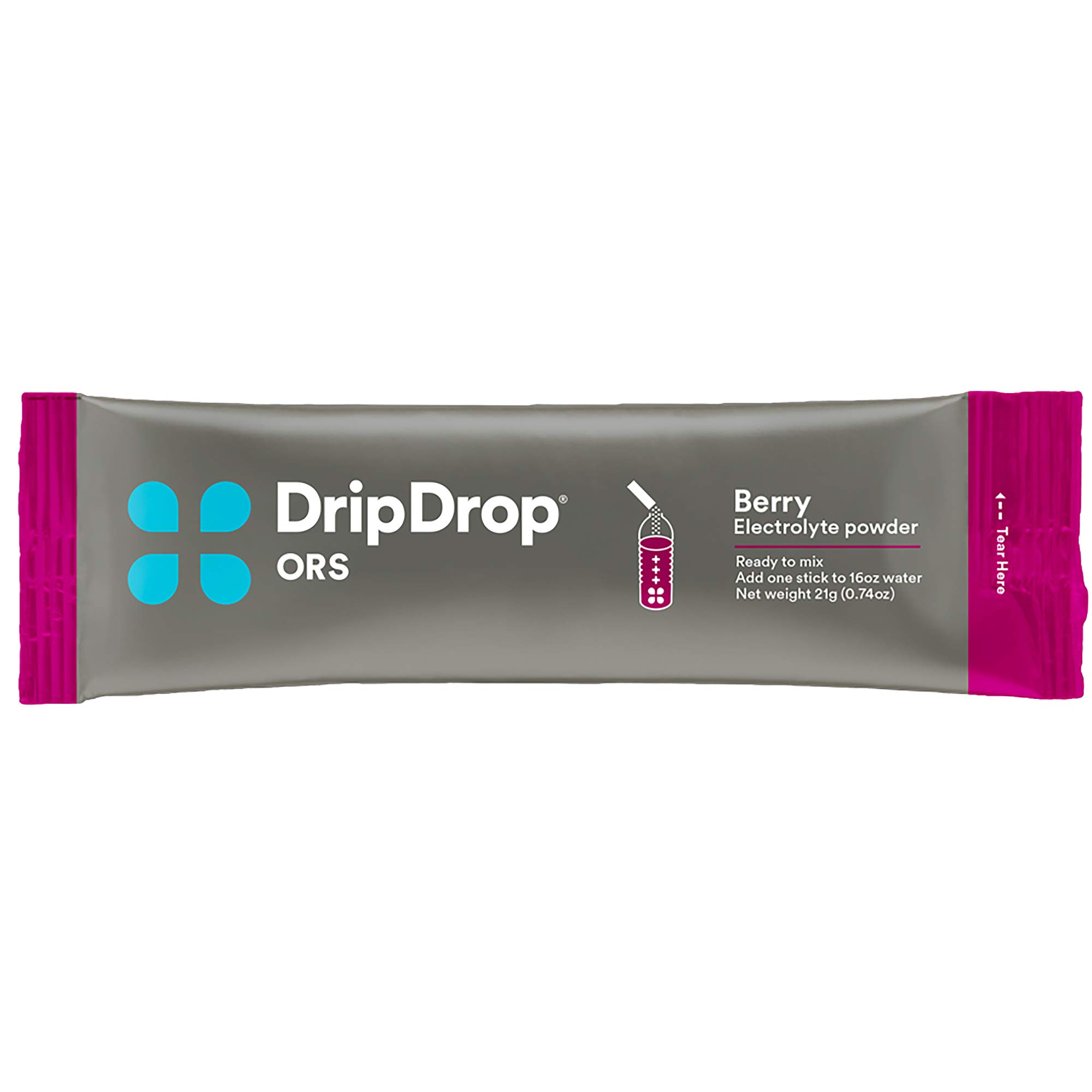 DripDrop ORS Electrolyte Hydration Powder Sticks, Berry, 21g, 4 Count