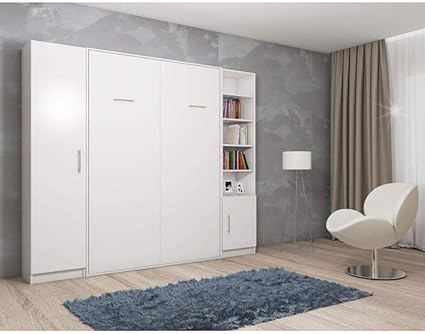 Inside Composition Armoire Lit Escamotable Smart V2 Blanc Mat Couchage 140cm 2 Colonnes Rangements Amazon Fr Cuisine Maison