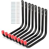 Naikozmo 8 Pack Heavy Duty Garage Storage Utility Hooks, 6.7Inch Wall Hangers Ladder Hooks for Garden Tool, Bike, Chair, Hose, Outdoor or Indoor 6.7 x 6.7 x 0.5 inches