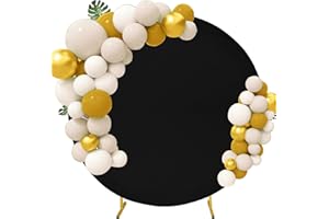 FIVENL 6.6FT Round Wedding Arch Cover for 6.6FT Circle Arch Stand, Thick Polyester Fabric Adjustable Circle Arch Backdrop Cover for Wedding Birthday Party Baby Shower Photography Decoration（Black）