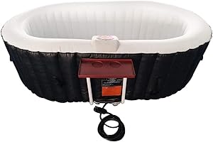 ALEKO Inflatable Hot Tub Spa with 1200W Heater & 130 Bubble Jets - Portable Hot Tub with Digital Controls, Filter Pump & Cover - Black & White, 145 Gal - 2 Person (Oval)