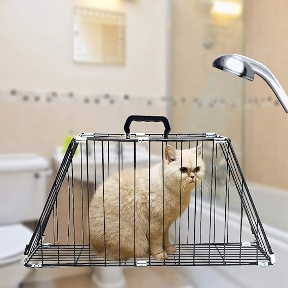 Philojoy Pet Cat Puppy Shower Cage Pet Nail Trimming Cage
