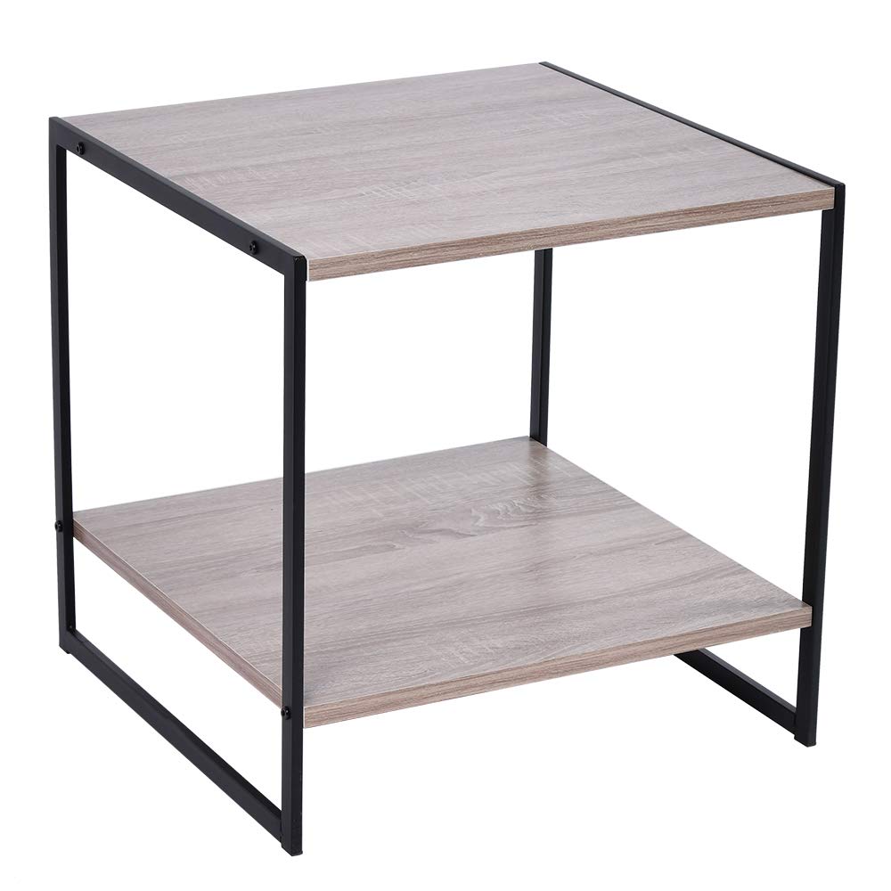Amazon Com Raercodia Sofa Accent Table Snack Side Table Mobile End Table For Coffee Laptop Tablet With Double Layer Storage Shelf Wood Look Accent Furniture With Steel Frame 19 6 X19 6 X19 6 Kitchen Dining