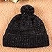 Super Warm Winter Thick Slouchy Snappy Beanie Knit Cap Hat Fold Lined (Black/Silver)