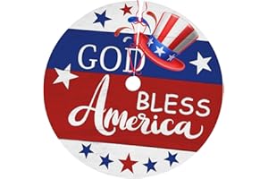LUMANSITTER Patriotic God Bless America July 4th 36 Inch Christmas Tree Skirt Carpet Mat Funny Party Decor Supplies for Xmas Halloween Decorations Occasion