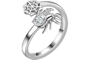 Aurora Tears Halloween Spider Jewelry Set,Big Crystal 925 Sterling Silver Tarantula Web Pendant/Ring/Earrings Studs,Halloween Party Costume Accessories Cobweb Jewelry