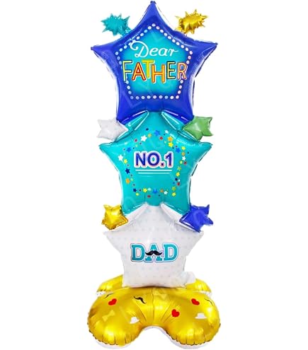 16 Inch Silver Happy Fathers Day Foil Balloons - I Love Dad, Best Dad Ever Gold Lettering (Set Of 16)