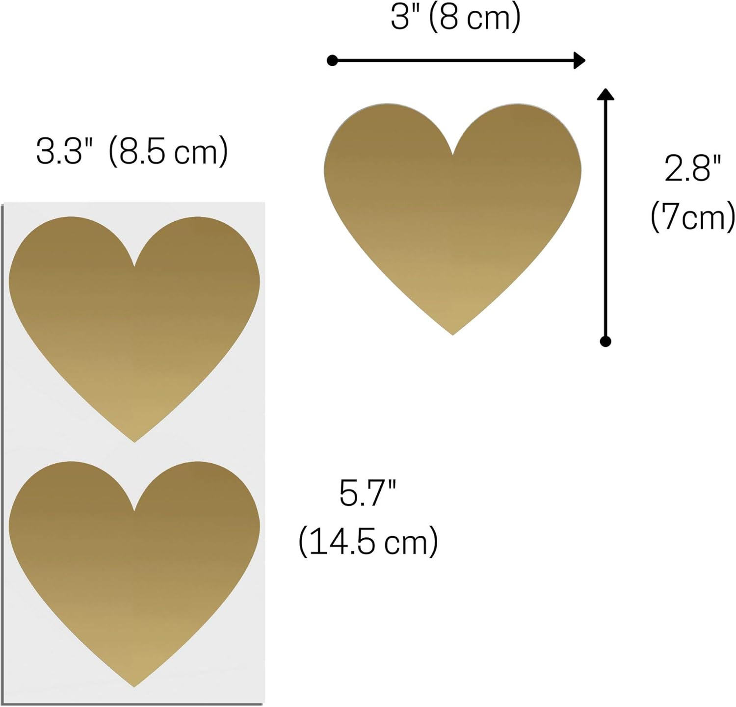 Pack of 50, Heart Scratch Off Sticker - 8 x 7cm, Gold, 50 Stuks - Image 4