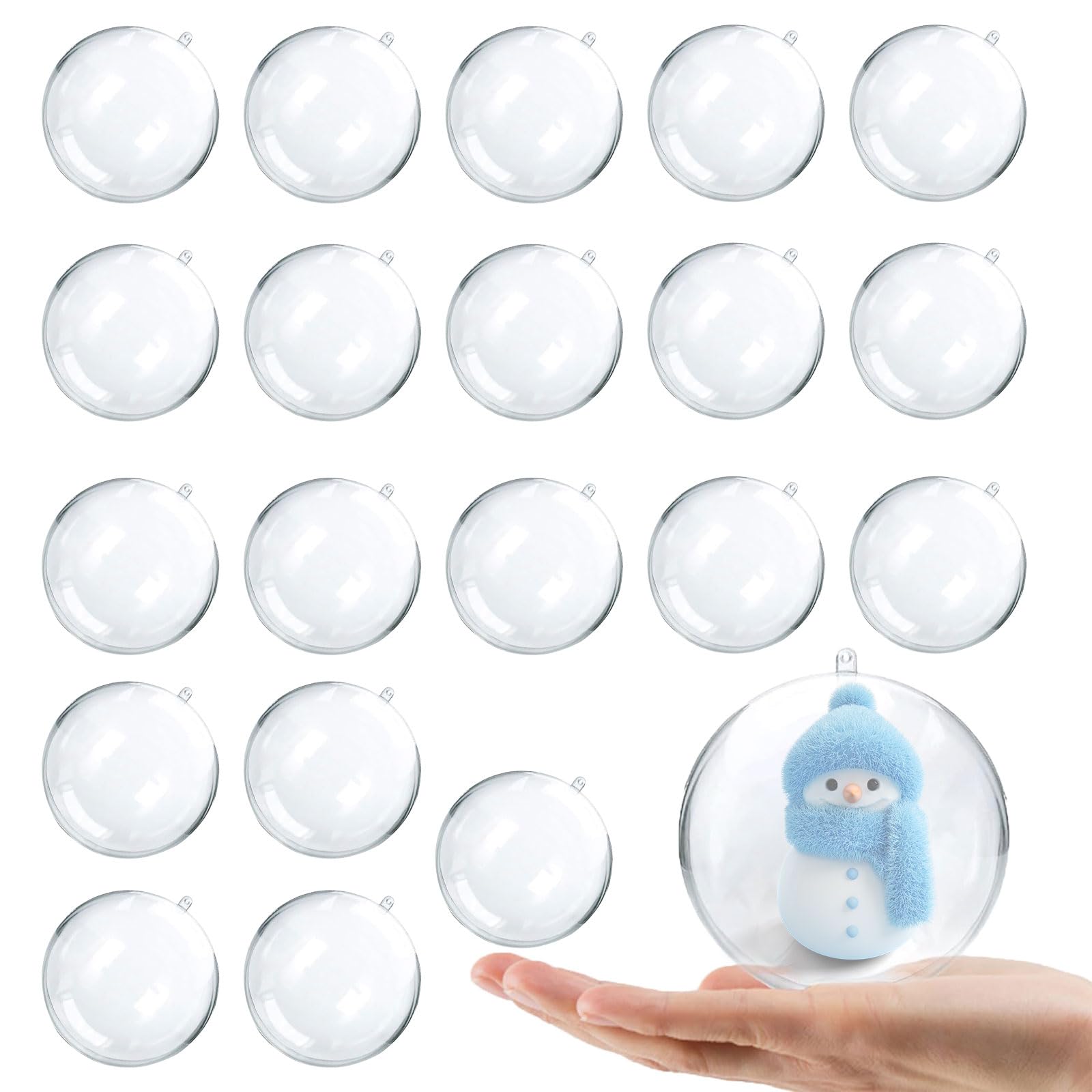20Pcs Clear Baubles to Fill Personalized Fillable Baubles Make Your Own DIY Plastic Christmas Tree Decorations Balls Plastic Bauble to Fill for Christmas Tree Decorations (6cm)
