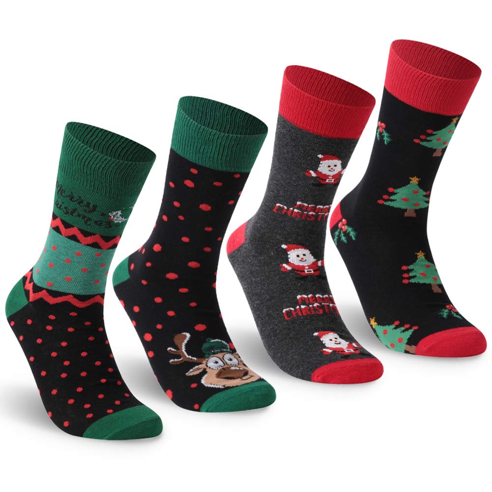 Christmas Socks Gotops Unisex Novelty Funny Casual Cotton Holiday Crew Socks 3 4 Pairs