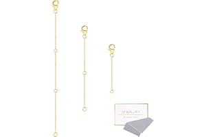 ASH'S CHOICE Gold Necklace Extenders,14K Gold Chain Extenders with Lobster Clasp, Durable Plated Solid Brass Necklace Bracelet Anklet Extension Chains(2 4 6 Inches, 3PCS)