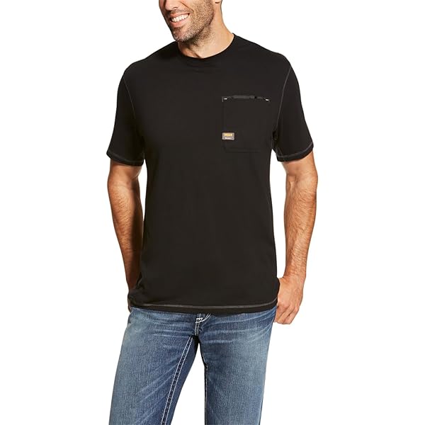 ARIAT Camiseta De Algodón Con Cuello Redondo Fuerte Para Hombre, Negro