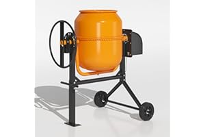 Muhub 5.0 Cu.Ft. Electric Cement Mixer, 105L Dumb Portable Concrete Mixer with wheel&Stand,120V Mortar For Concreat,Mortar,Feeds and Seeds, Orange
