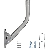 Heavy Duty Universal Adjustable Antenna Mount Pole(OD 1 11/16", Length 17 1/4"), Pole Mounting Bracket for Wall Eave Roof, Compatible with Antenna, Weather Station and WiFi Extender, with U-Bolt Kit