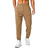 Soothfeel Men's Joggers with Zipper Pockets Golf Joggers Lightweight Sweatpants Athletic Workout Pants for Men Track 28" (Dark Khaki, XL)