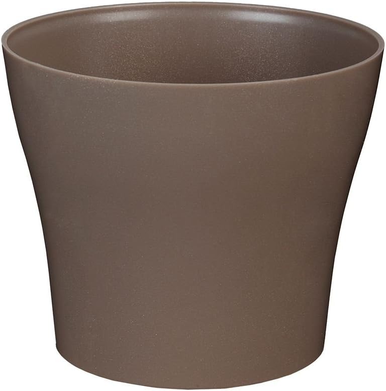greemotion Pot de fleur rond 13cm Tulipan couleur taupe Pot à fleurs élégant en plastique pour