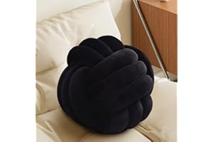 KUCCO-PILLOW Black Knot Pillow Ball, Handmade Decorative Throw Pillow, Soft Round Knotted Cushion for Couch & Bedroom, Cute Home Decor, Braided Pillow for Living Room (7.87 Inches)