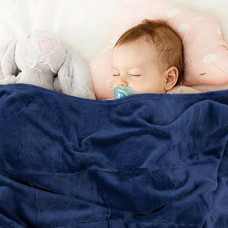 Amazon Com Emme Fleece Baby Blanket Plush Fuzzy Receiving Blankets For Toddler Infant Newborn Boys And Girls Gift Warm Cozy Daycare Nursery Blanket For Crib Stroller Nap Outdoor Decor Navy 30 X40 Kitchen