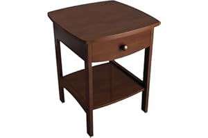 Winsome 22 x 18 x 18-Inch Wood Curved End Table/Night Stand with One Drawer, Brown (94918)