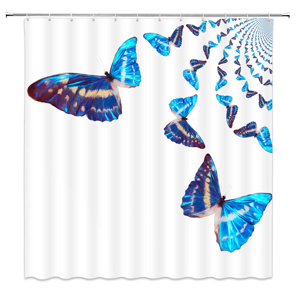 Amazon Com Feierman Blue Butterfly Shower Curtain Fantasy Decor