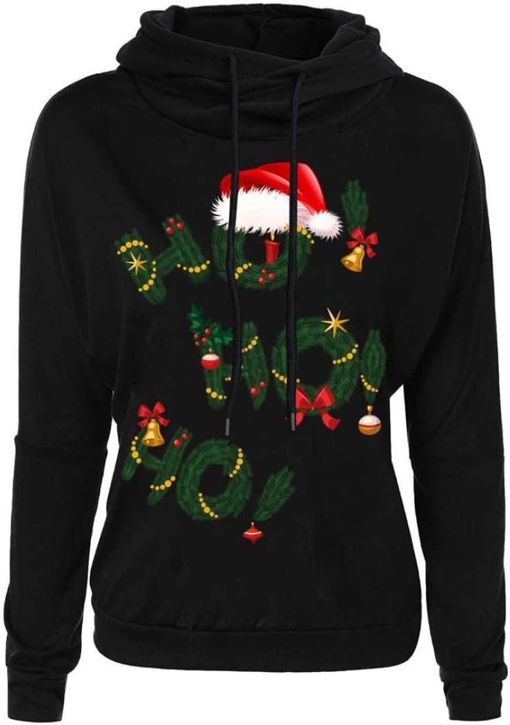 Women's Silm Fit Christmas Top Cute Pullover Jumper Casual Letter Hohoho Sweatshirts