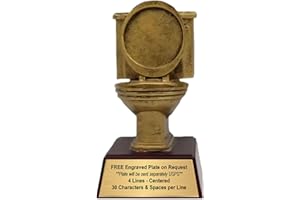DECADE AWARDS Gold Toilet Bowl Trophy - Engraved Golden Throne Award - Custom Engraved Plate Upon Request (6 Inch Tall)