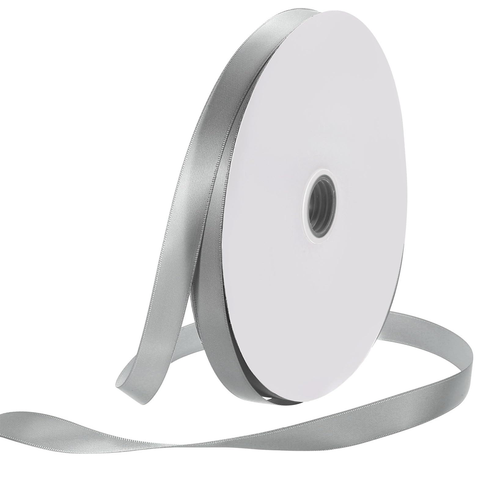 Rebower 15mm Satin Ribbon 91m Thick Double Face Grosgrain Silk Ribbon, [for Gift Wrapping, Hair Bows, Wedding, Cake, Flower] - 100 Yard/300ft/ Dark Grey