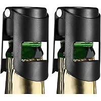 Champagne Stopper 2Pack Black - HYZ Professional Champagne Saver Bottle Stopper with Pure Silicone Airtight Seal…
