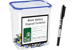 HAEZU Battery Disposal Container with Label and Date Recording Pen| Used Dry-Cell Battery Recycling Container|Battery Processing Container | Battery Organizer Container