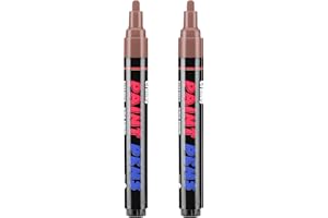 Craiiby 2 Pack Brown Paint Pens Paint Markers - Permanent Quick Dry Waterproof Marker Pens for Rocks Wood Fabric Plastic Canvas Glass Mugs Metal Tire Stone