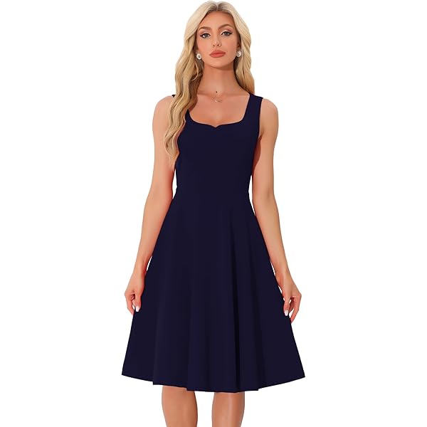 slim fit dress slacks Sleeveless Midi Fit And Flare Dress | Asymmetrical main image 0