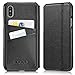 KAVAJ iPhone X/XS Case Leather Dallas Black, Supports Wireless Charging (Qi), Slim-Fit Genuine Leather iPhone X Wallet Case Leather Flip Case Folio with Business Card Holder Cover Book Case